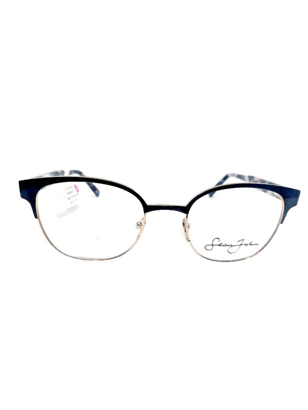 Sean John Blue/Gold Cat-Eye Eyeglasses Frame With ‎ Demo Lenses 54-21-145